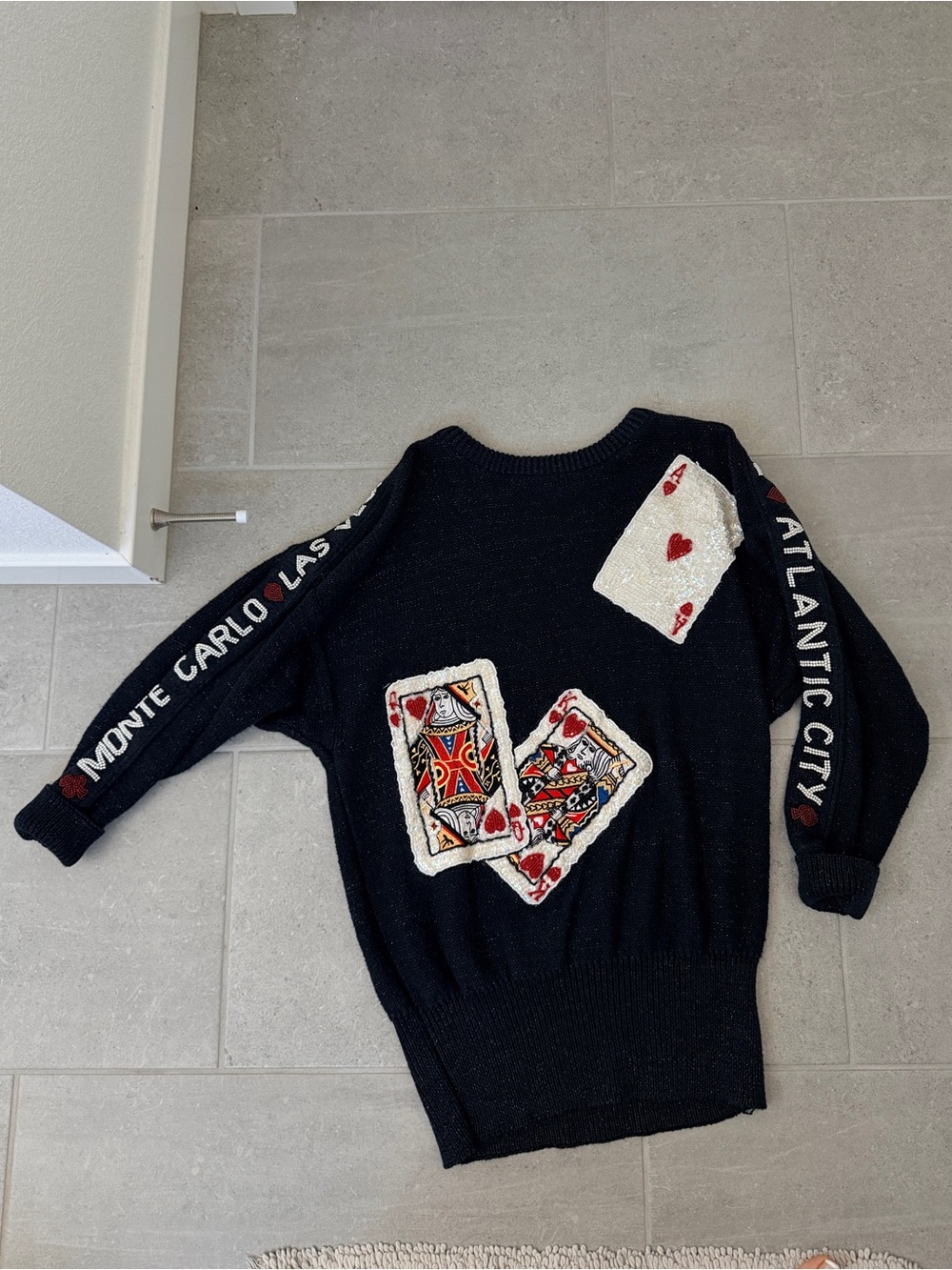 Black Playing Card Motif Sweater